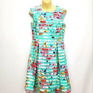 Sandra Darren Floral Striped Dress (D328)‎ Size 6